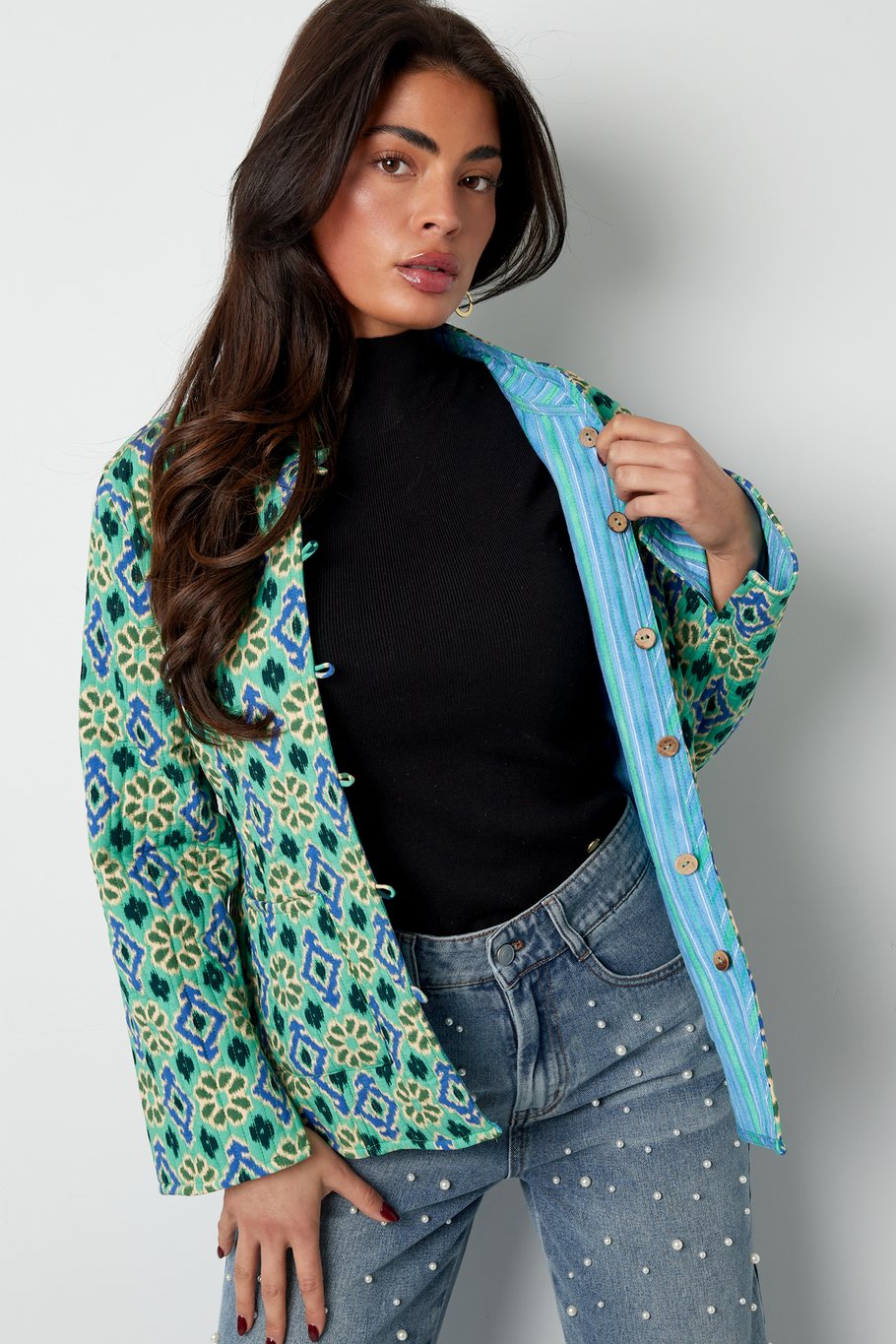 Jacket green print - green Picture6